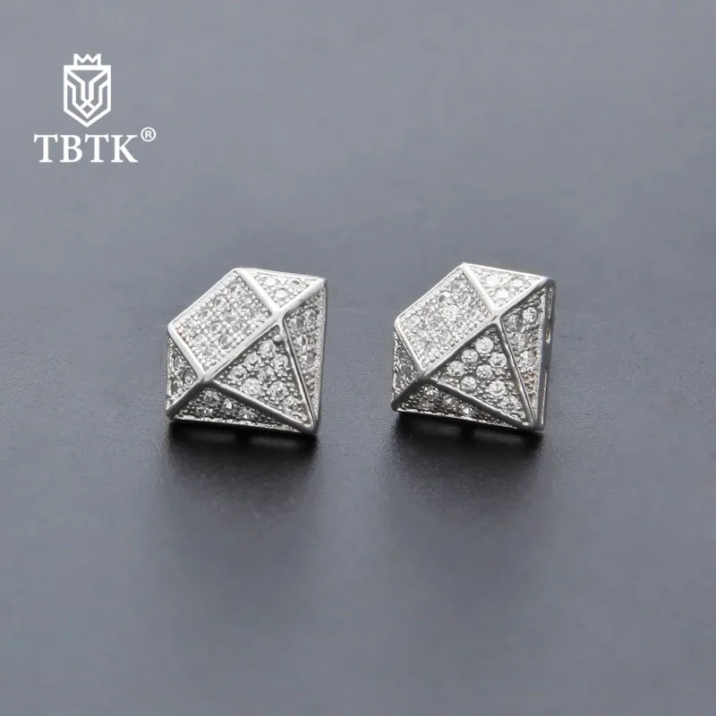 

TBTK On Sale Triangle Unisex Earing Simple Style Elegant Charm Trendy Jewelry Cubic Zirconia Crystal Stud Earrings Men