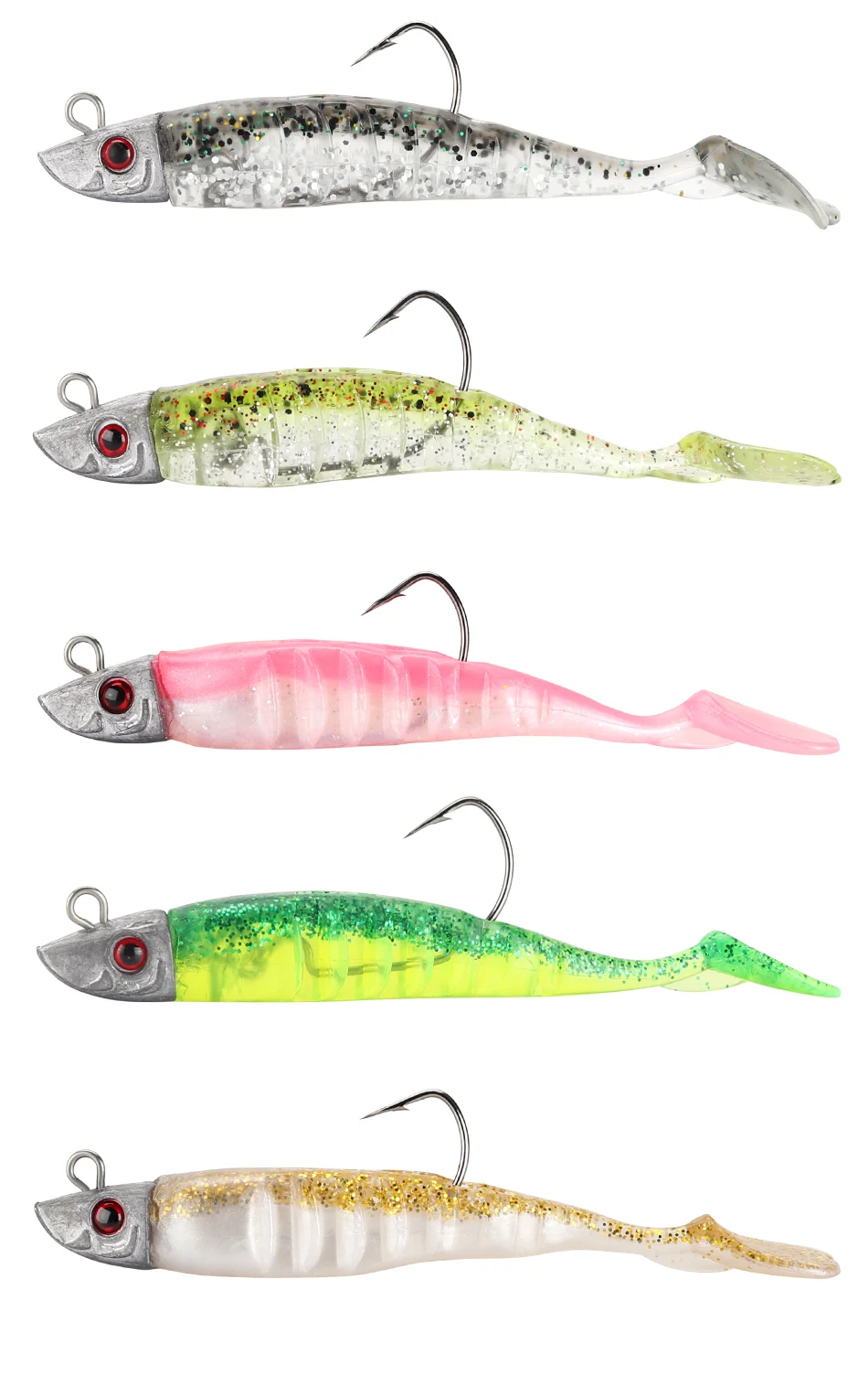 JACKFISH Jig Head T Tail Soft Fishing Lure 3PCS/10.5cm/15g Soft bait with Grankhook Swimbait fishing Tackle Pesca jigging lure