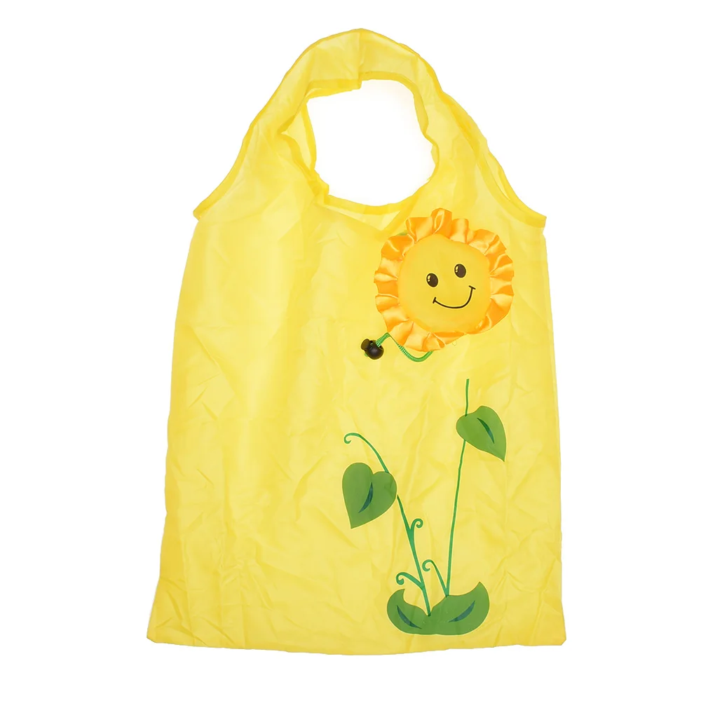 

1PC Sun flower Eco Foldable shopping bag folding reusable Pocket Shoulder handle Bag Polyester for Travel Grocery Tote