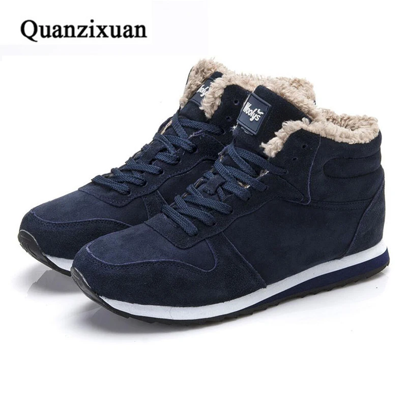 

Quanzixuan 2019 New Men Boots Winter Snow Boots Men Fashion Ankle Boots Male Plush Warm Suede Men Shoes Black