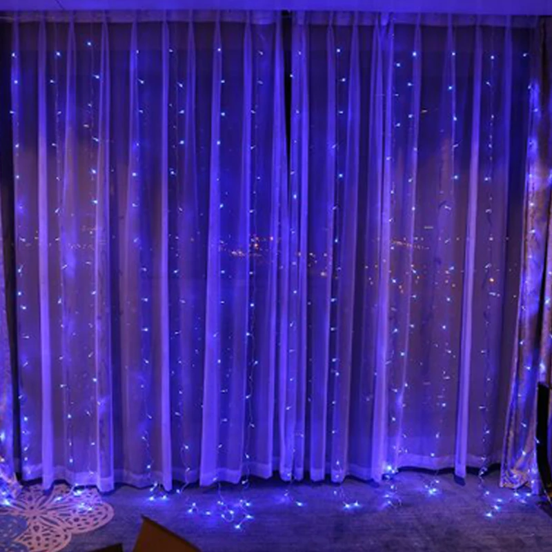 Lamp Night Light 3M x 3M Garland LED Curtain Lcicle String Romantic Curtain Lights Wedding Holiday Christmas Lights String (4)