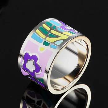 

Brand Enamel Stainless Steel Rings for Women Wedding Jewelry Colorful Design Anel Aneis Jewelry Rings Trendy Party Ring Gifts