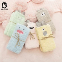 Новинка, зимние стильные женские носки с милыми рисунками животных из мультфильмов, женские хлопковые мягкие женские художественные носки, милые женские носки с вышивкой для студентов Kawaii