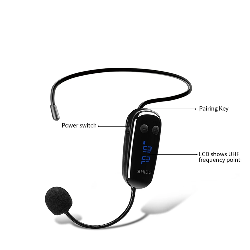 SHIDU UHF Wireless Headset Microphone Portable 2 In 1 Handheld 6.5mm MIC Connector Voice Changer