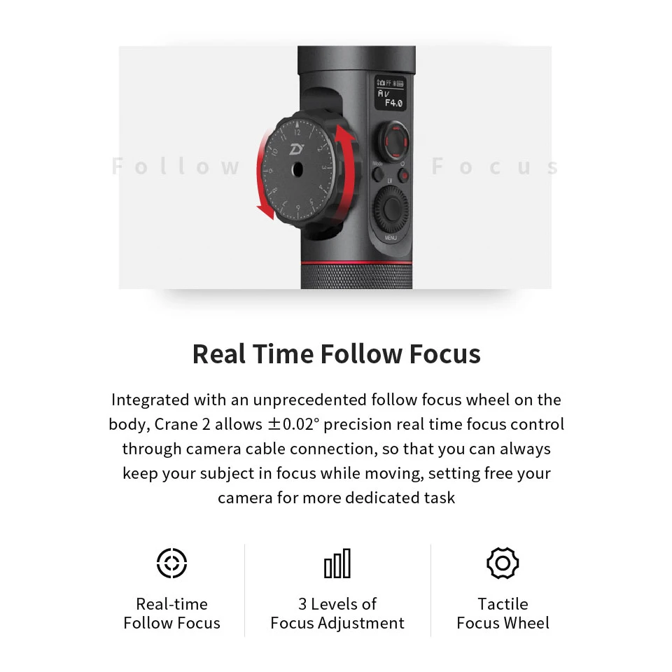 Zhiyun официальный кран 2 3-осевой Стабилизатор камеры с сервоприводом последующий фокус для всех моделей зеркальной камеры Canon 5D2/3/4
