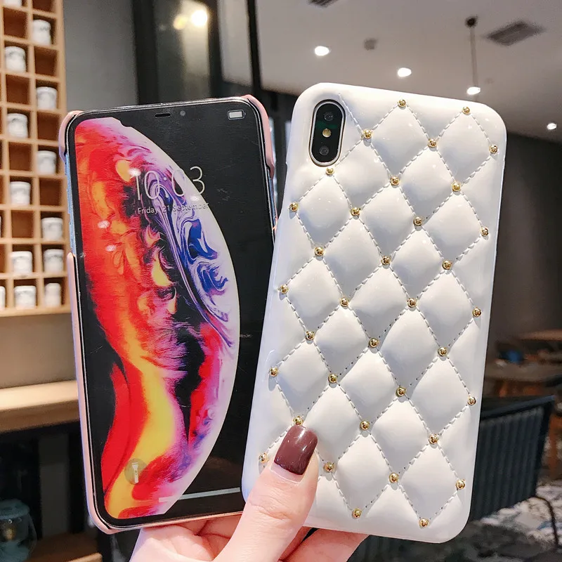 Изделия ручной работы IPhone XS xsmax 8 plus чехол Роскошный чехол для телефона для iPhone7 7plus 6s 6plus мобильный телефон оболочки с заклепками Ms. Обувь из овечьей кожи высокого качества