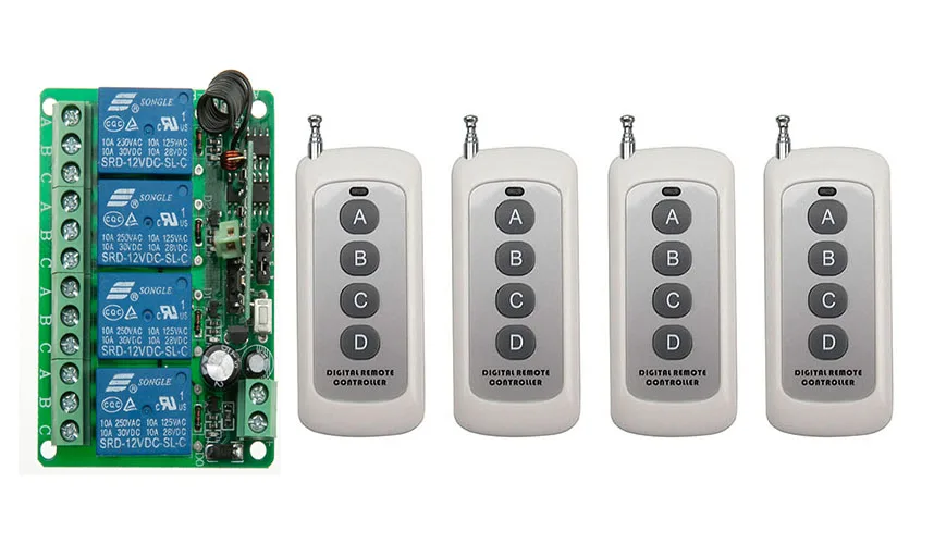DC12V 4CH 10A RF Wireless Remote Control System transmitter+receiver