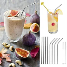 8 шт, прямая изогнутая нержавеющая сталь, многоразовая длинная Питьевая соломинка для 30 унций, кружка Yeti Rambler, чашка с 2 чистящими щетками, барная посуда