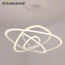 Подвесной светильник светодиодный Люстра из фибролитов средей плотности гостиная Акриловые СИД плафон 4/3/2 кольца Светодиодный Люстра Освещение de techos