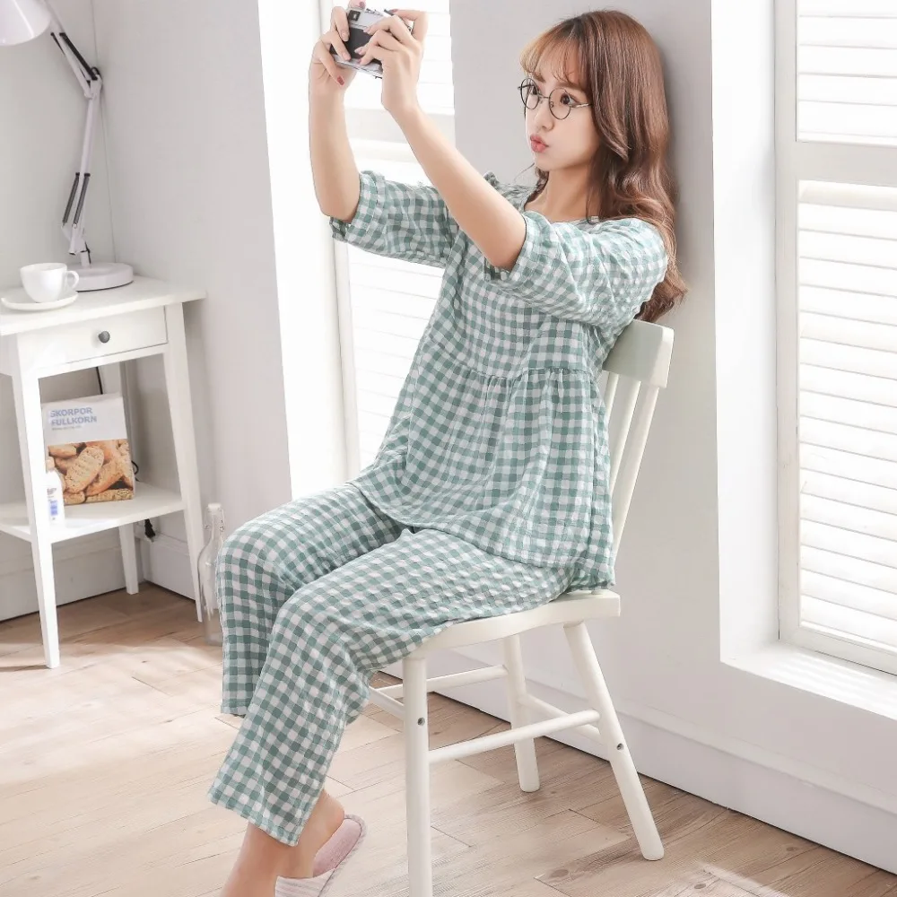 

2 Piece New Women Pajama Set Lattice Spring Autumn Long Sleeve Cute Sleepwear Thin Casual Homewear Cartoon Female Pyjamas