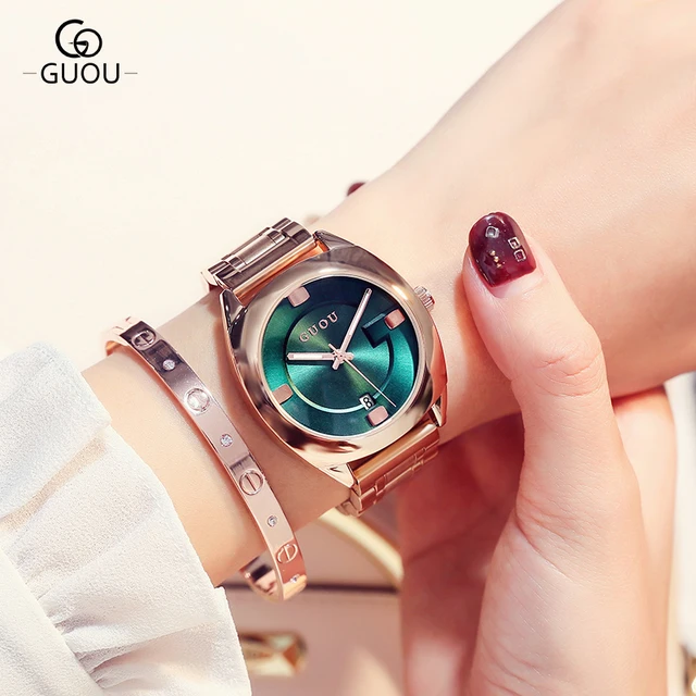 Guou Vigilanza Delle Donne Top Di Lusso Bracciale In Acciaio Data Auto Orologi D Guou Vigilanza Delle Donne Top Di Lusso Bracciale In Acciaio Data Auto Orologi D