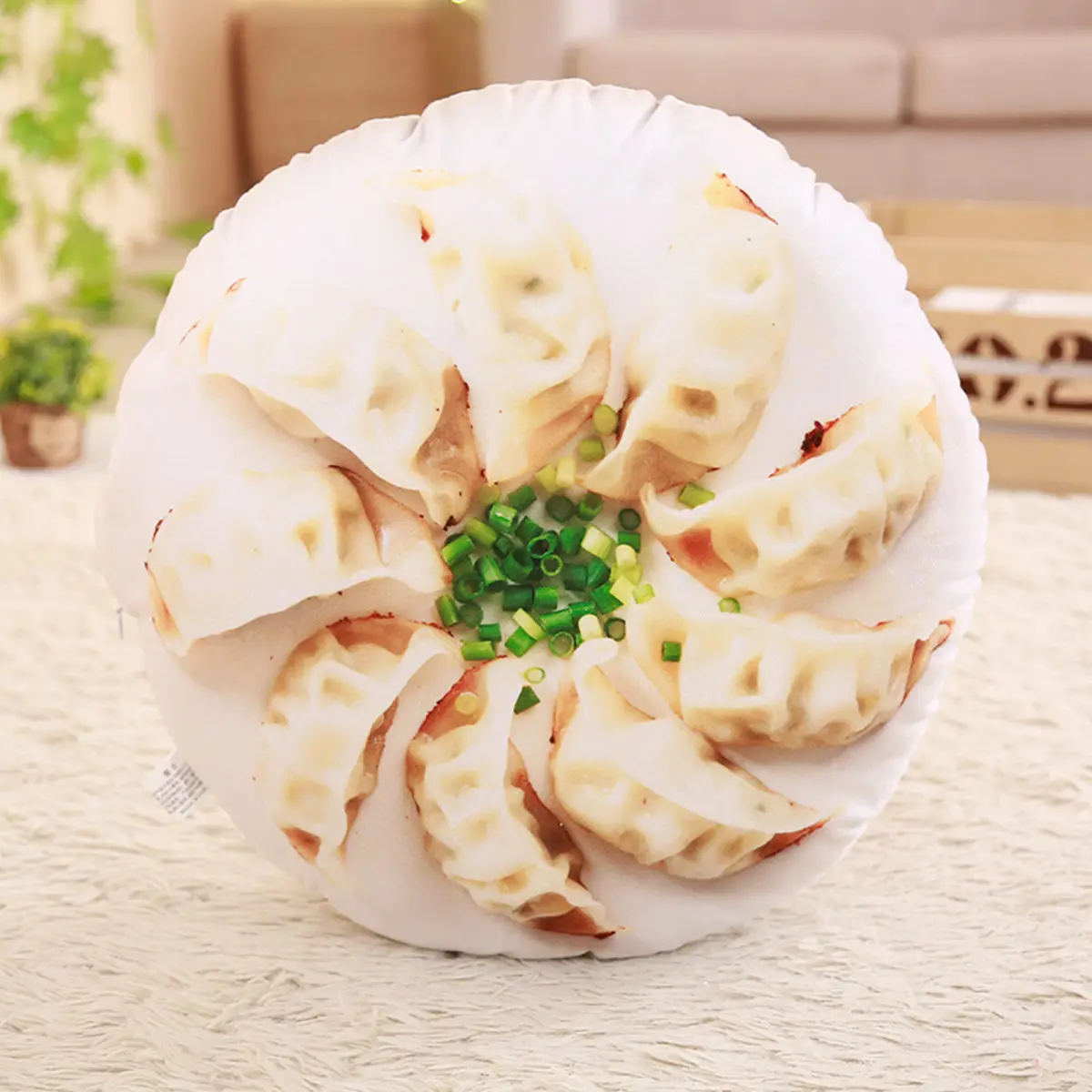 Большая подушка с 3D принтом, имитирующая китайские закуски, пельменей Liangpi, Baozi, новинка, подарки для детей - Цвет: jian jiao
