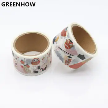 

GREENHOW Japanese Washi Tape crafts Mixed Color Pastel Patterns DIY Decorative Adhesive Tape Set Masking Paper Tapes 9016