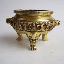 Диаметр: 16 см коллекция произведений искусства Китай латунь Дракон благовония горелка/металлические украшения курильница