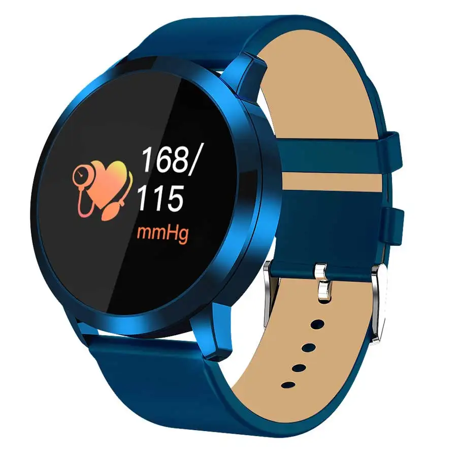 5 pcsSmart часы Q8 OLED Цвет Экран умные часы фитнес-трекер сердечного ритма Смарт часы Bluetooth умные часы для фитнеса, DHL - Цвет: blue leather strap