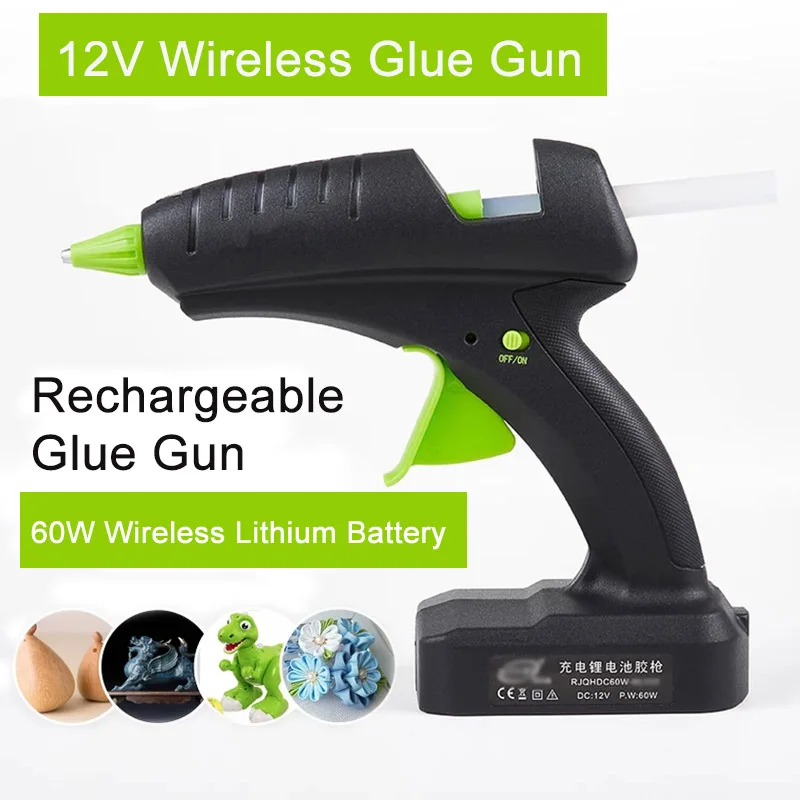 12V 60W Беспроводной горячего расплава клея пушка литий Батарея Gun 11 ти