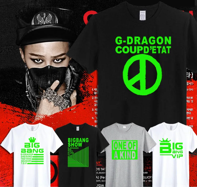 BIGBANG 2015G-Dragon светящаяся футболка TaeYang SeungRi DaeSung Футболка KPOP новая мужская с