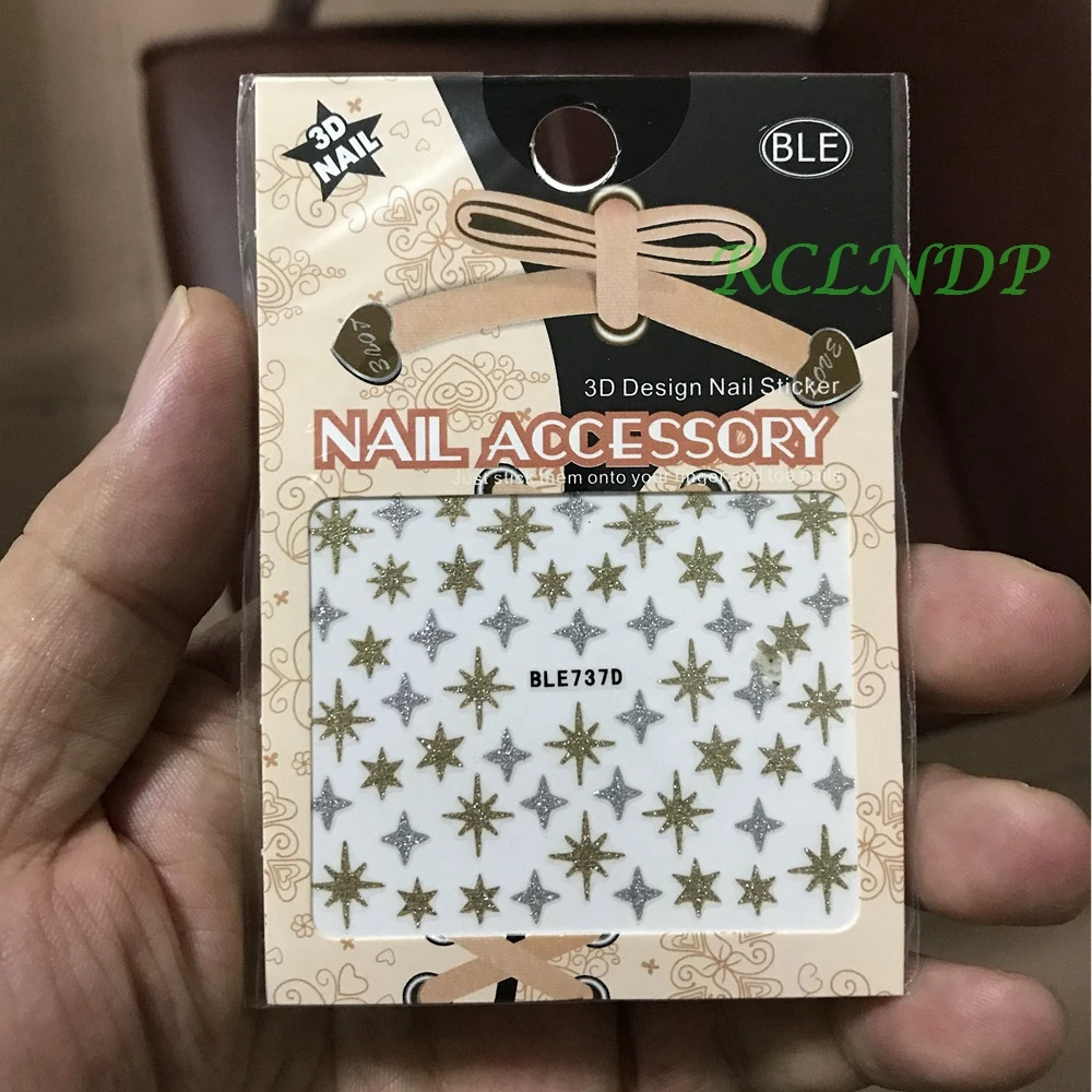 

3D Nails Art Sticker all decorations sliders gold silver bright star nail design decals manicure lacquer foil Lacquer Polishing