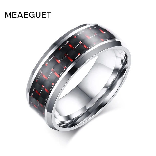 meaeguet cool rock redblue carbon fiber wedding bands for women men stainless steel rings - Carbon Fiber Wedding Rings meaeguet cool rock redblue carbon fiber wedding bands for women men stainless steel rings - Carbon Fiber Wedding Rings