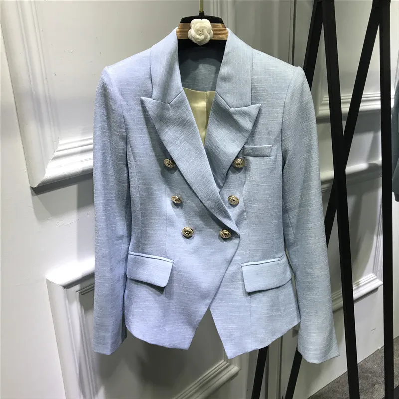 New 2017 spring summer fashion women double breasted gold
