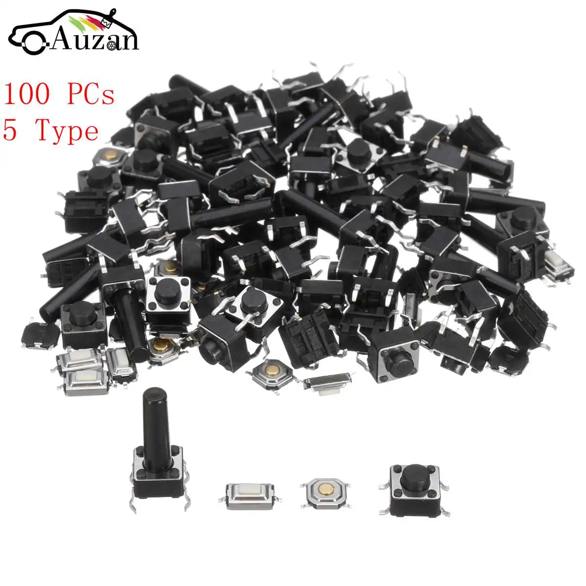 100 шт. 5 типов мгновенного тактового сенсорного кнопочного переключателя SMD DIP