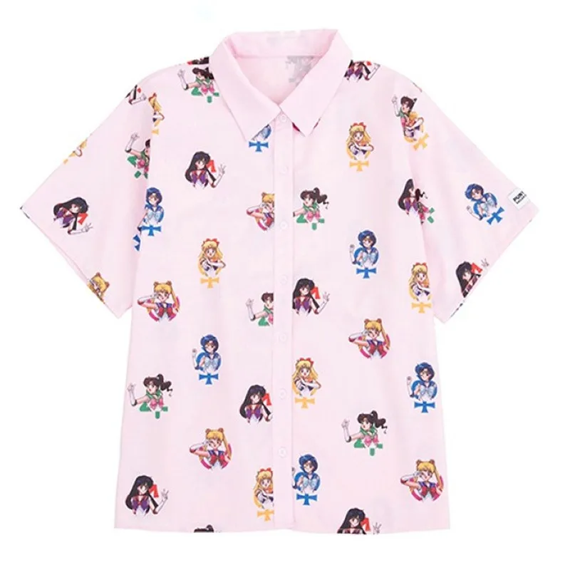 Anime Sailor Moon Pink Short Sleeve Shirts Harajuku T Shirt Women Clothes 2019 Cosplay Cute Kawaii Tops