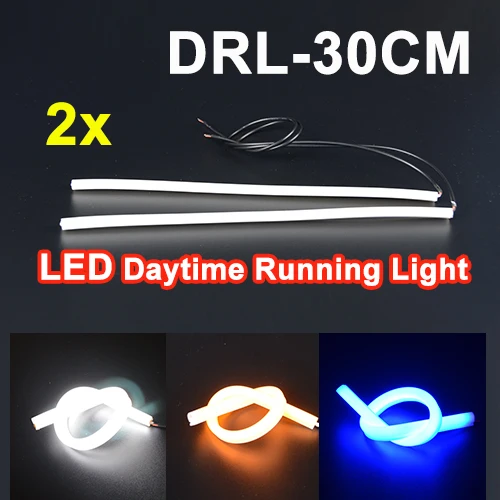

flytop 2 Pieces 30CM LED Strips DRL Daytime Running Light White/Yellow/Blue Flexible Tube Style Headlight Strip Angel Eyes