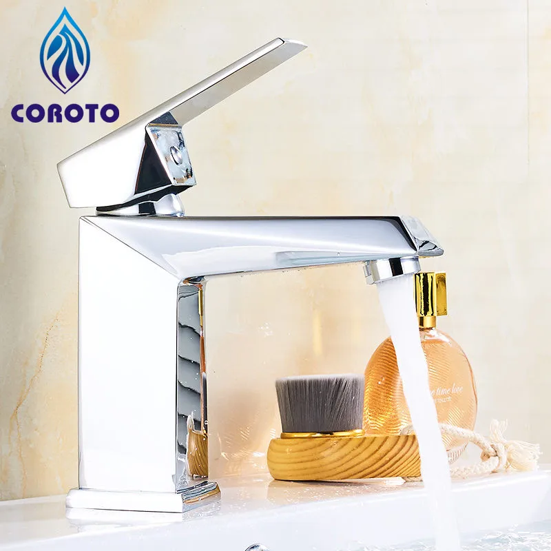 

COROTO Modern Basin Faucets Water Saver Chrome Bathroom Fixture Toilet Water Basin Waterfall Mixer Faucet Waterfall Taps