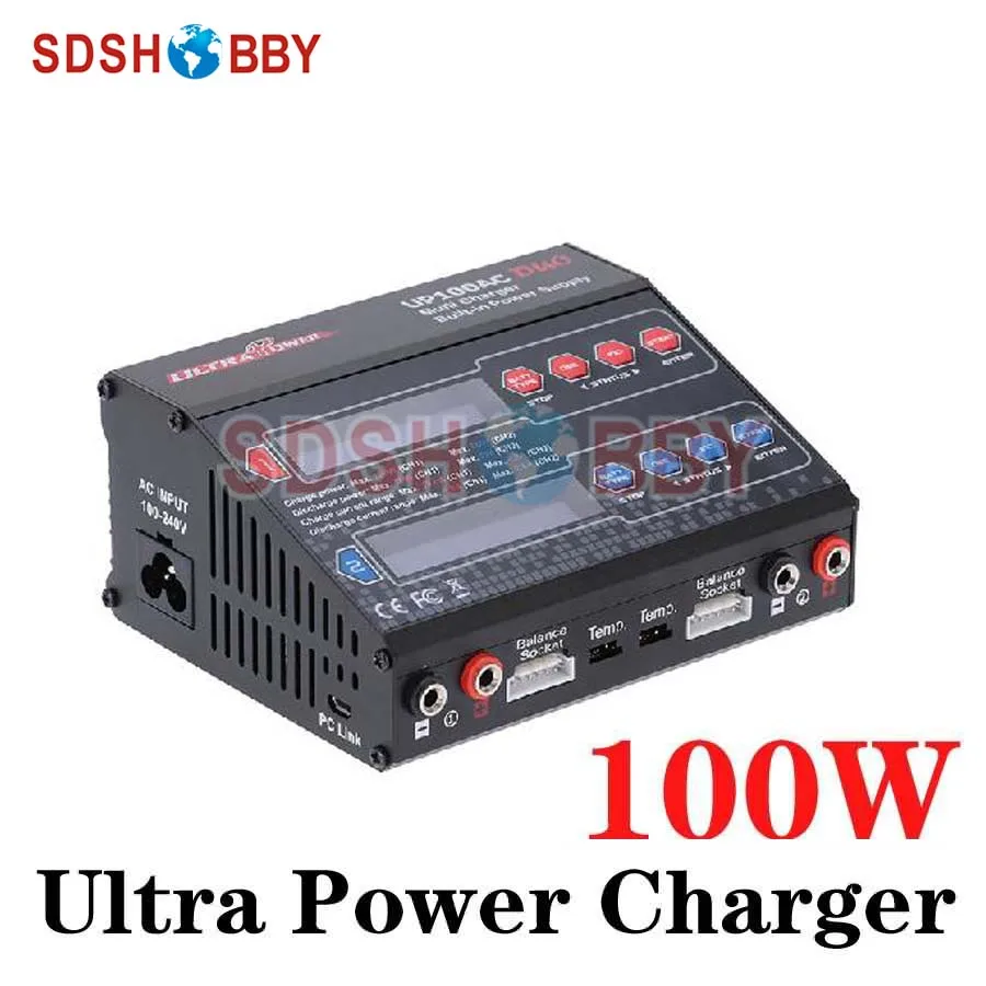 

Ultra Power UP100AC DUO Dual Balance Charger 100W 10A Charge 5A Discharge 1-6S NiMH/LiPo Battery Charger Twin-Channel Charger