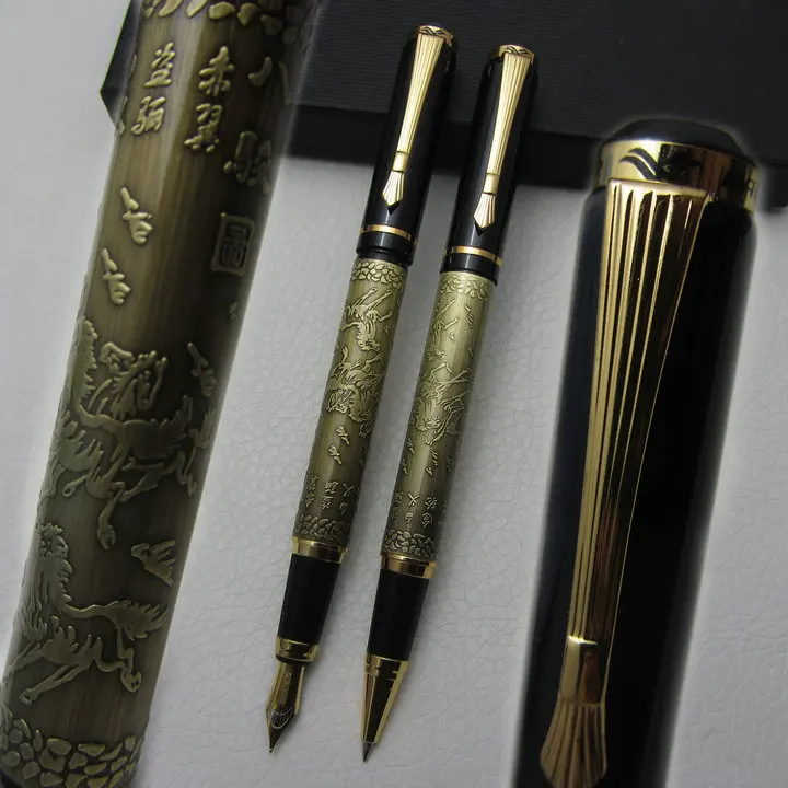 Медная Ручка роллер и перьевая ручка BAOER Xu Beihong 2 шт.|rollerball pen|the penpen fountain pen |
