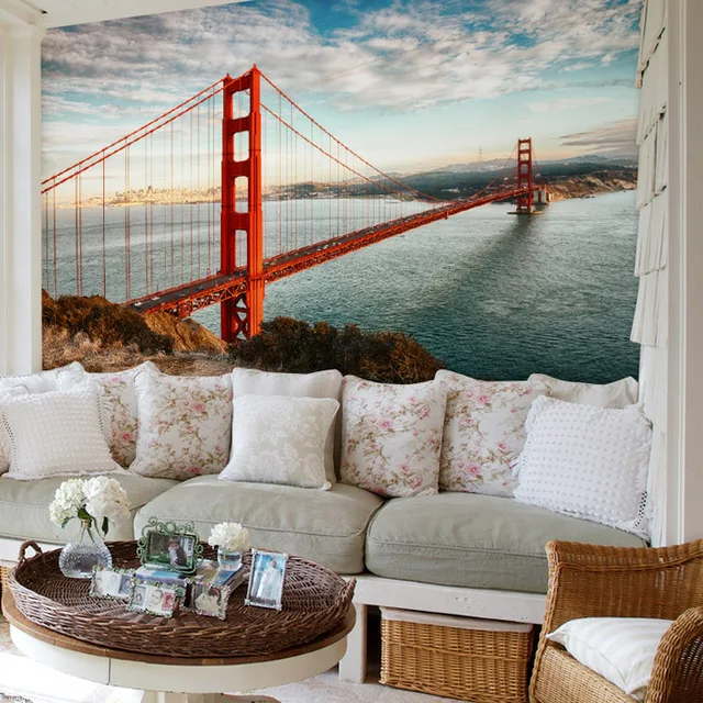 Photo Wallpaper San Francisco The Golden Gate Bridge Murals Photo Wallpaper San Francisco The Golden Gate Bridge Murals Bedroom Living Room Sofa Tv Background