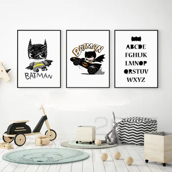 

Cartoon Superhero Batman DC Comics Poster Wall Art Canvas Painting Nordic Posters And Prints Wall Pictures Baby Kids Room Decor