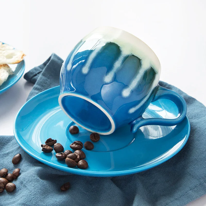 الخزف القهوة كأس الصحن مجموعة المزجج اليد رسمت Coffeeware يتوهم السيراميك كوب شخصية المنزلية مكتب القهوة الكؤوس