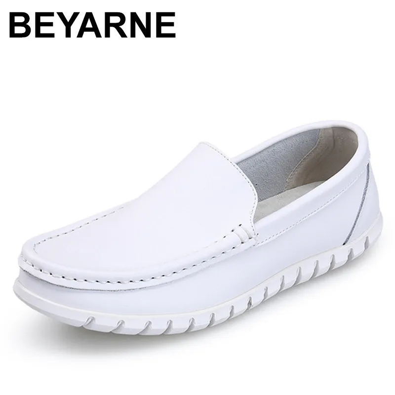 Confortable Véritable De Pur Respirant Casual Cuir Quatre Chaussures Split Blanc Nouveau En Mode Wom Beyarne Souple Saisons Couture Infirmière Sv0aqw