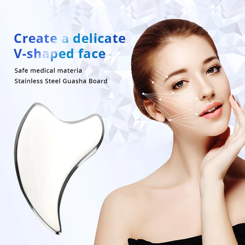 

Stainless Steel Gua Sha Scraping Massage Tool Guasha Board Great Tools for SPA Firming skin guasha Facial Body Triangle Shape