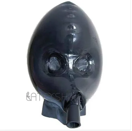 

Black Natural Latex Inflatable Hood Rubber Mask 100% Handmade