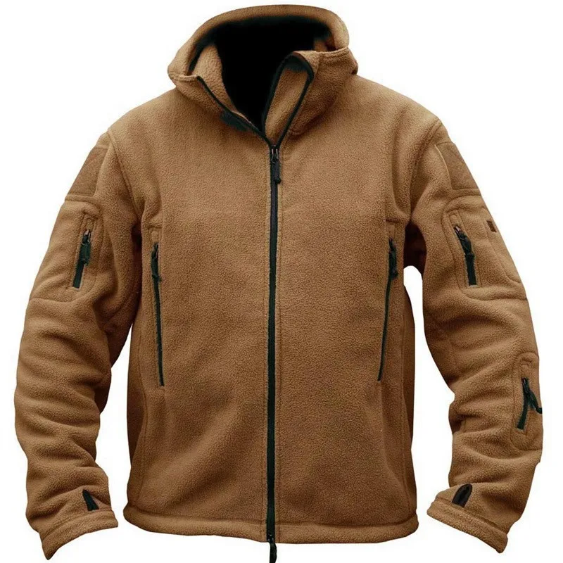 Тактическая флисовая куртка Военная Униформа пальто Мужская мягкая оболочка Повседневная куртка с капюшоном мужская теплая армейская одежда теплая дышащая - Цвет: Tan 1004
