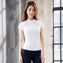 Новые женские уличные футболка сетки лоскутное Yoga Топы быстросохнущие Тренажерный зал Спорт Бег футболки с коротким рукавом Camiseta Mujer