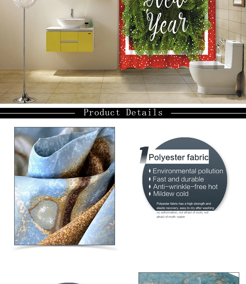 Miracille Marry Рождественская печатная занавеска для душа набор водонепроницаемых занавесок ковры для ванной комнаты и туалета домашний декор