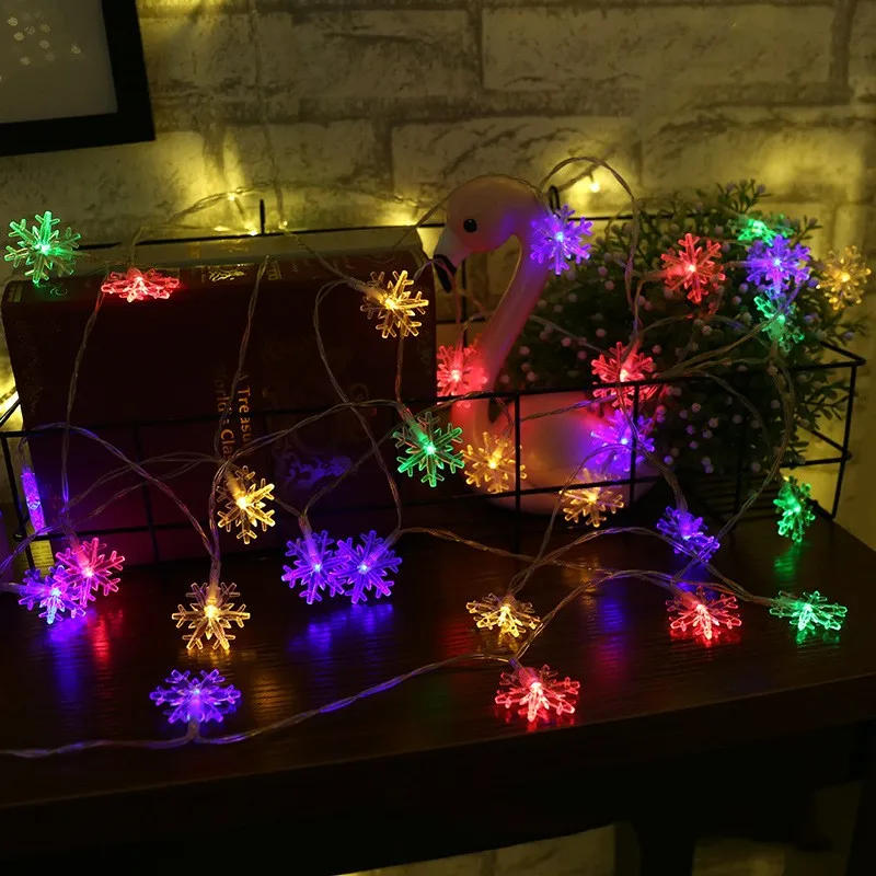 Multicolor Светодиодный гирлянда в виде снежинок огни Снежная Фея Гирлянда украшение для новогодней елки Новогодняя комната День Святого Валентина разъем для аккумулятора работает - Испускаемый цвет: Multicolor