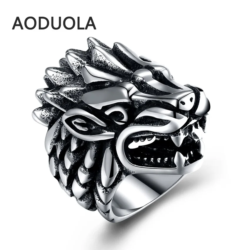 

Stainless Steel Ring Animal tiger Punk Big Size rings Vintage Biker Large Antique Men's Rings For Seal men Rock mens Jewelry