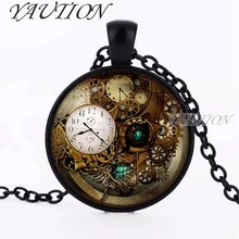

YAUTION new Steampunk Jewelry Accessories Steampunk Clock pendant Steampunk necklace Collier Steampunk Gears collar wholesale