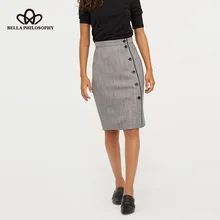 Heydress Новая Винтажная Элегантная Юбка До Колена на пуговицах офисные женские юбки с разрезом сзади на молнии повседневные Faldas Mujer