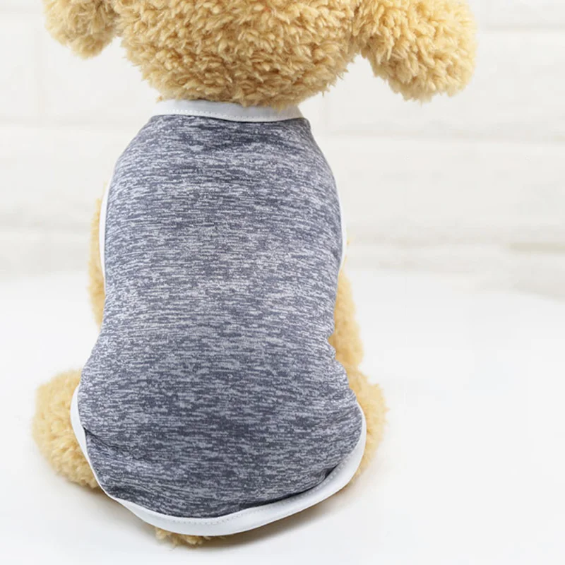 Мило собака одежда Мягкий Летний хлопок щенок рубашки футболка Житетки для кошек мультфильм костюм Костюмы для мелких домашних животных Чихуахуа XS-XXL - Цвет: Grey