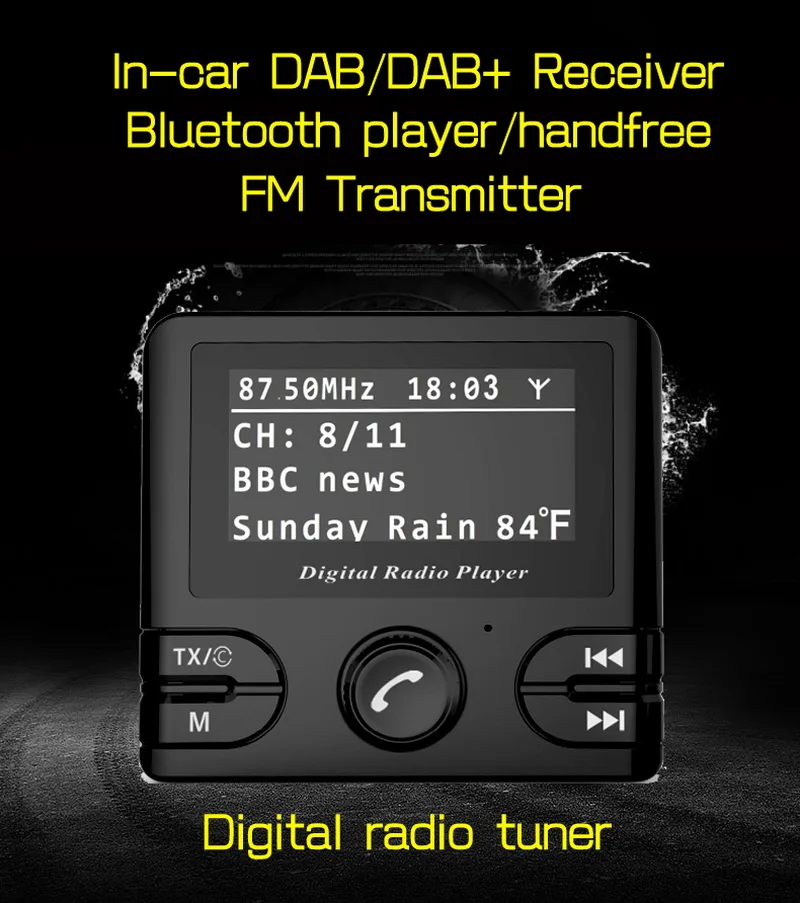 Автомобильный Автомобильный Радио беспроводной Bluetooth Handfree fm-передатчик автомобильный Dab gps приемник адаптер тюнер аудио выход DAB/DAB +