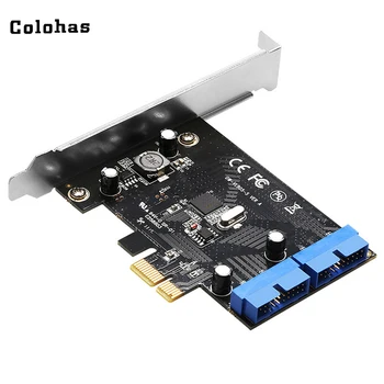 

PCI-E to Dual USB 3.0 20Pin (19Pin) Interface Expansion Card Self-powered Converter Card to Connect Front Panel for Computer