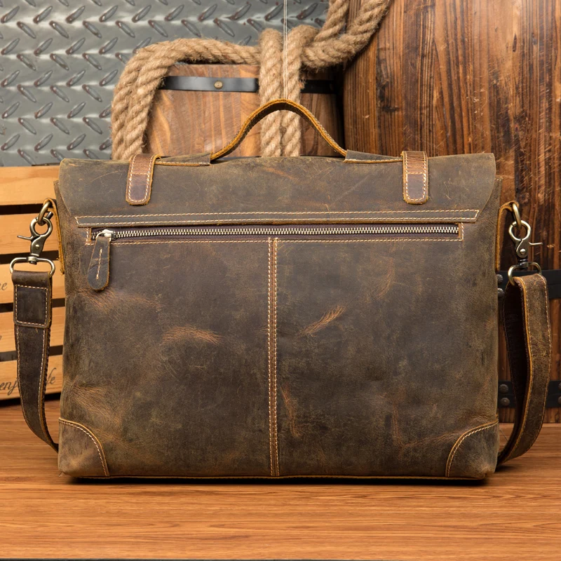 Для мужчин Crazy Horse из натуральной кожи сумки 14 дюймов ноутбук сумка на плечо сумка через плечо, ручная работа, сумка-портфель через плечо Портфолио X017