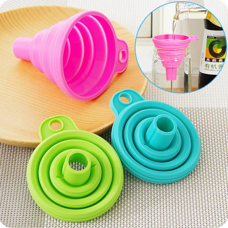 Green Worldwide Free S/H New Silicone Small Collapsible Funnel silicon Kitchen 
