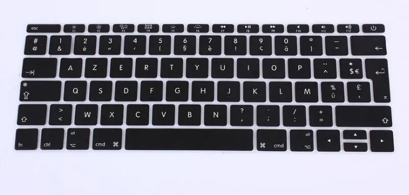 Французский мягкий мульти клавиатура крышка из закаленного стекла Стикеры для Mac Air1" 12" или Pro13 1" 17" дюймовый Европейский regulationst - Цвет: Black keyboard12