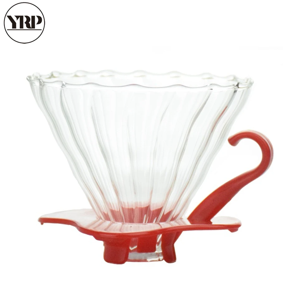 

YRP DIY 2Colors V60 Heat-resistant Glass Permanent Coffee Maker Filter Holder Coffee Dripper Reusable Strainer Tea Leaf Filter